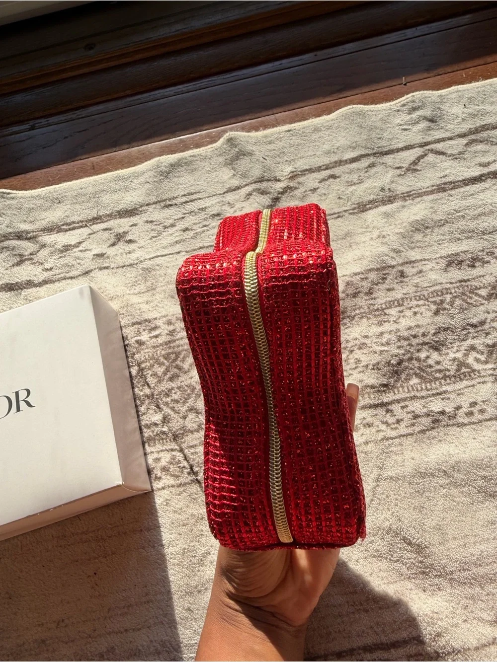Dior Red Star-Shaped Jewelry Case with Gold Logo